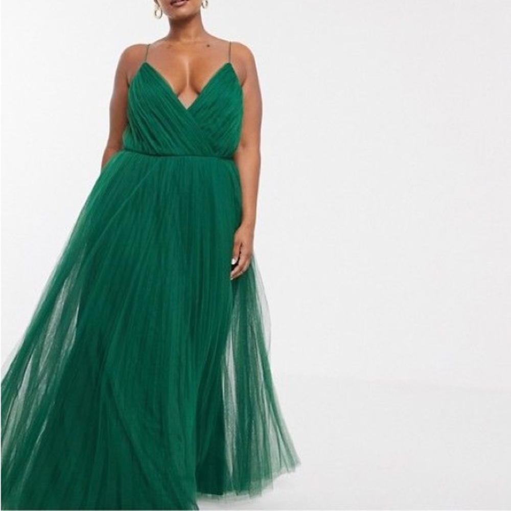 ASOS DESIGN Curve cami pleated tulle maxi dress